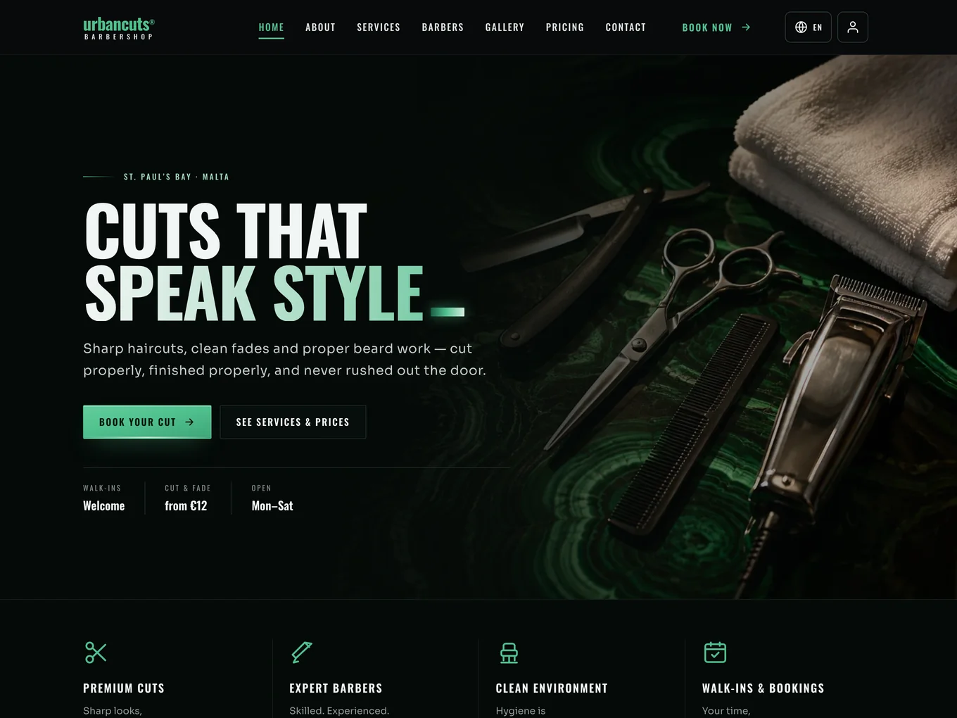 Urbancuts barbershop site